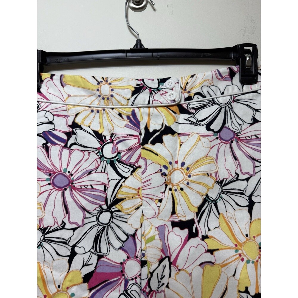 Lands' End NEW Floral Box Pleat Skirt Size 10 White Multicolor 100% Cotton - Picture 2 of 6